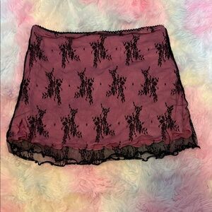 ❤️🔥NWT Sugar Thrillz Pink and Black Lace Skirt